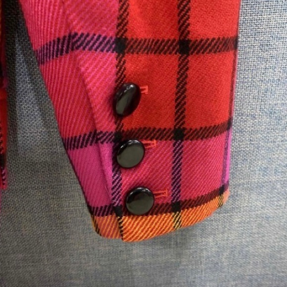 Escada By Margaretha Ley Red Plaid Notch Lapel Long Sleeve Wool Blazer s… - Picture 12 of 12